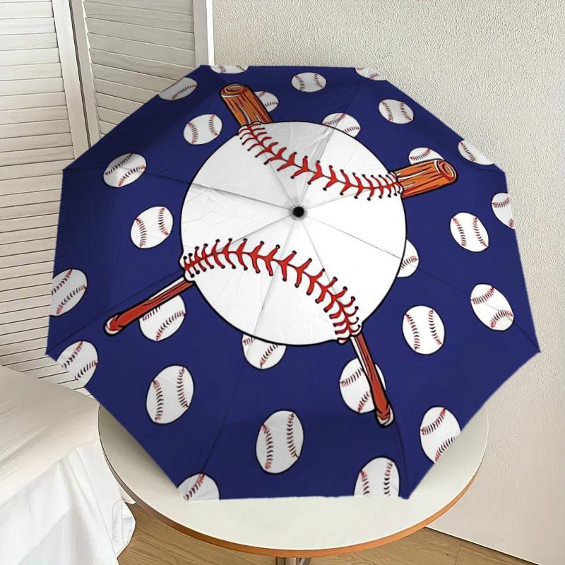 1pc Baseball Pattern with Bats and Balls Umbrella with Plastic Handle,Suitable for All Seasons Home Travel Outdoor UmbrellaDD071