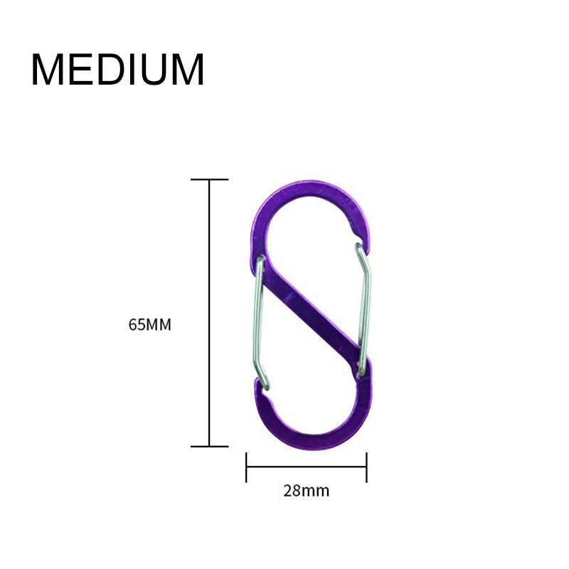 S-образный двойной карабин, брелок, замки-молнии для рюкзаков, карабин, скользящий замок, алюминиевый сплав, большой, средний, маленький карабин для кемпинга