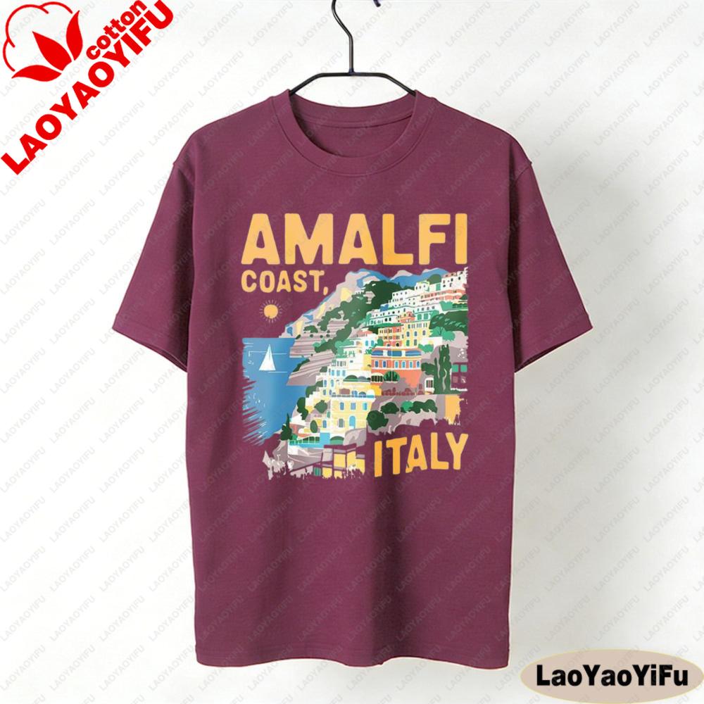 Amalfi Coast Shirt Italy Coastal Adventure TShirt Italian Beach Resort Clothing Unisex Daily Life Fashion Casual Cotton Tee Tops