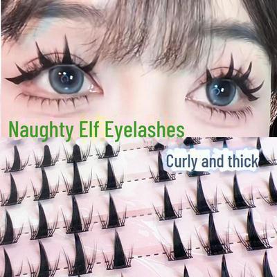 Накладные ресницы Yue Jiao Niang Naughty Elf — натуральные и густые сегментированные в стиле комиксов для повседневного ношения и фотосъемки.