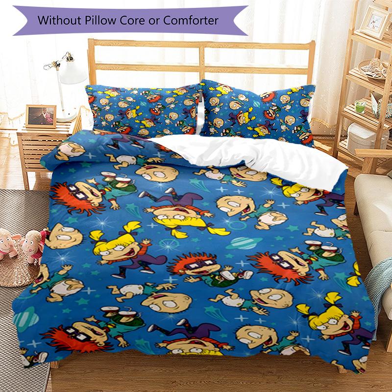 Rugrats in Paris 3pcs Bedding Set Duvet Cover Closure Includes 1 Duvet Cover & 2 Pillowcases for All Seasons Bedroom Home Dorm Decor