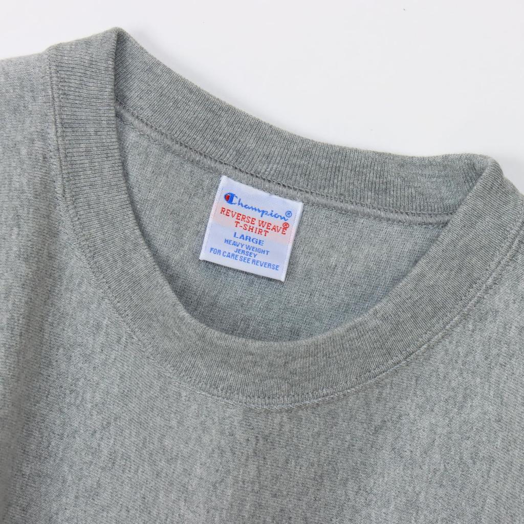 Футболка с коротким рукавом и круглым вырезом из хлопка с вышивкой One Point Logo Reverse, с коротким рукавом, серая, с изнаночной стороны, Oxford L [Champion], 100% 9,4 унций(р) Футболка