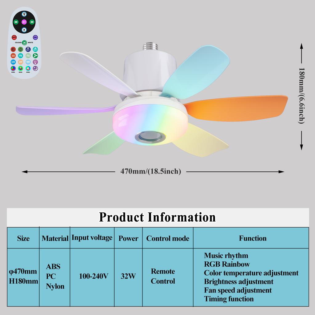 Patent RGB Phantom Rhythm Shading Regulation Decorative Modern Remote Control Bldc Best Music Smart Home Lights LED Ceiling Fans
