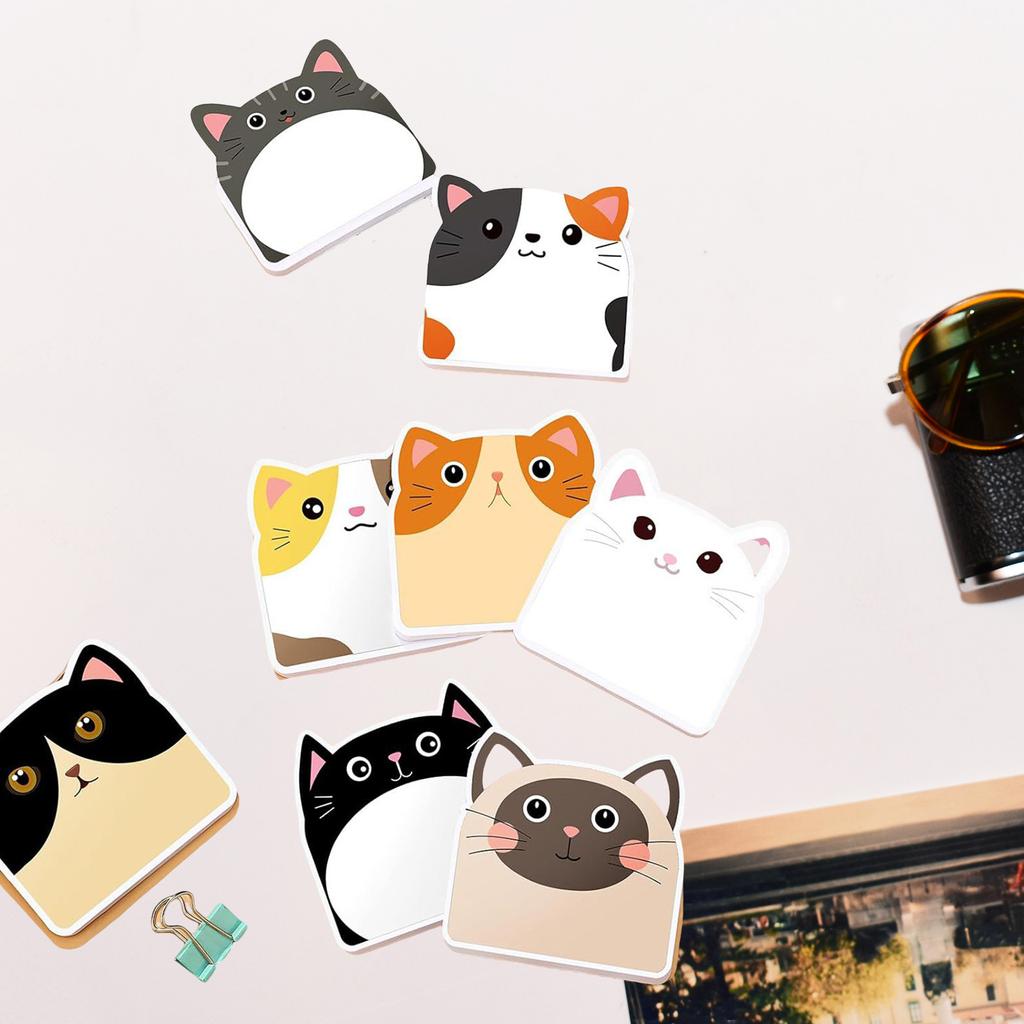12PCS Cute Cat Sticky Note Paper 30 Sheet/Pad Self-ashesive Memo Pad Reminder On Fridges Door Computer Whiteboard