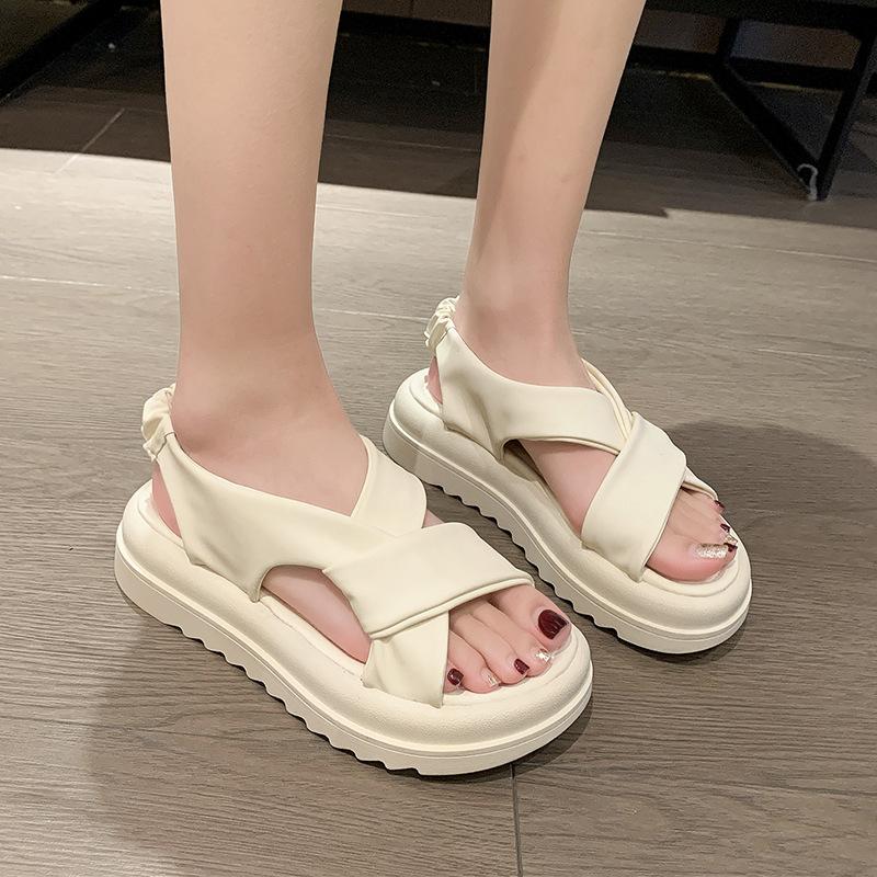 Fashion Sandals Women Platform Sandals Summer Women Fashion PU Lightweight Buckle Platform Heel Sandalias Mujer