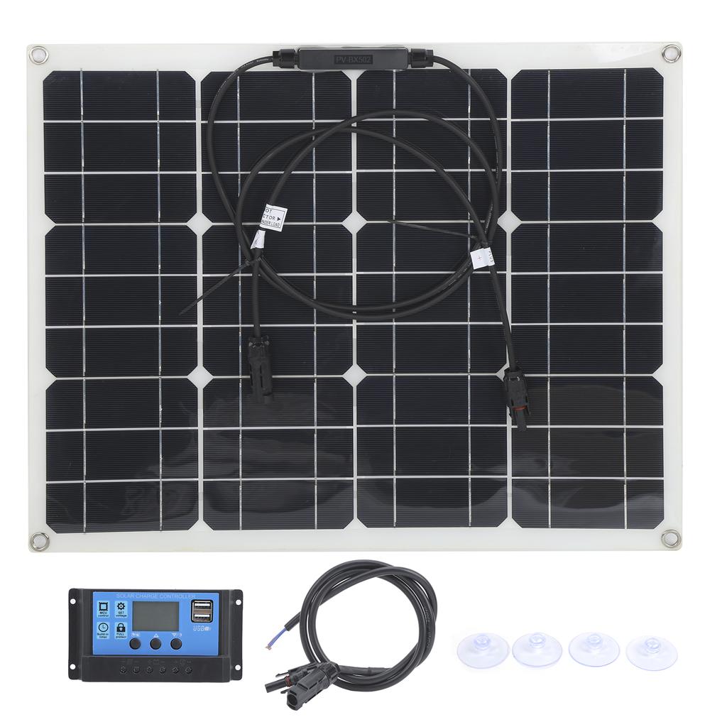 40W Solar Panel Dual USB Charger with 12V/24V PWM Controller 3.3ft Extension Cable20A