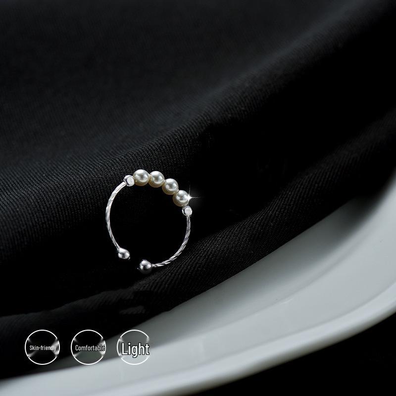 Винтажное посеребренное кольцо из серебра 925 пробы с жемчугом, открытое, для женщин