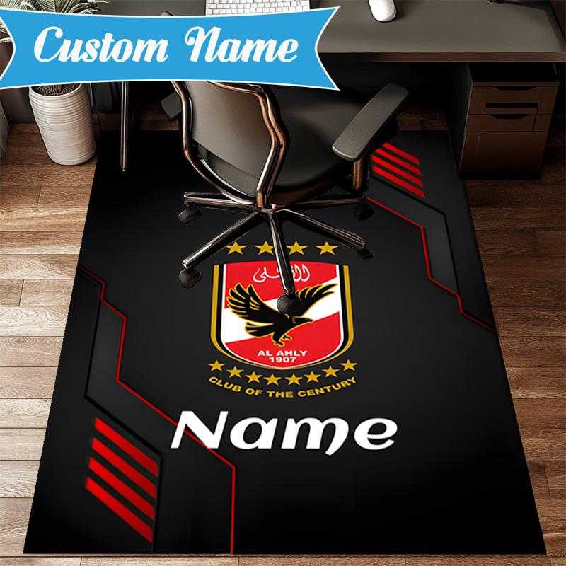 Custom Name Al-Ahly Club Crest Rug Game Carpet, Floor Mat for Bedroom Living Room Entryway Rug, Home Decor Idea Gift for Christmas birthday