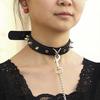 Punk Lady Gothic Slave Leather Choker Chain Spike Rivet Buckle Collar Necklace