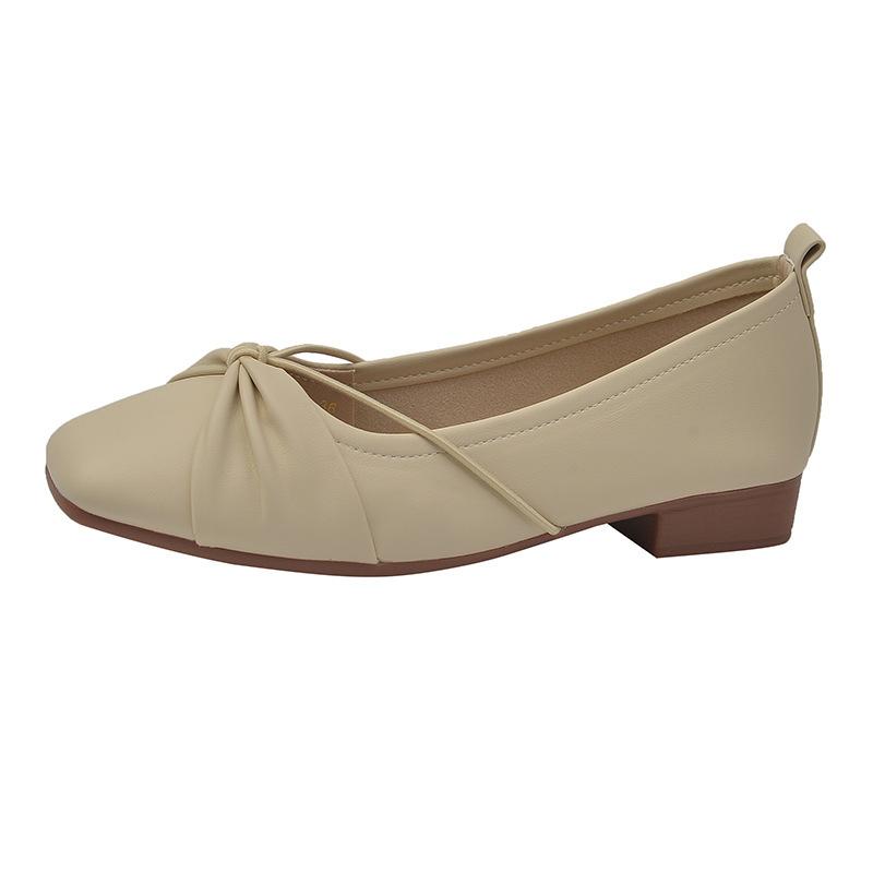 Туфли-лодочки на низком каблуке женские 2024 весна и лето новые из мягкой кожи с квадратным носком на мягкой подошве, удобные, на плоской подошве, для работы, Мэри Джейн, для беременных