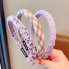 Милый винтажный обруч для волос для детей 3 шт./комплект Модные женские и девичьи клетчатые и цветочные широкие обручи Детские аксессуары для волос