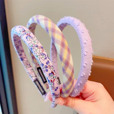 Милый винтажный обруч для волос для детей 3 шт./комплект Модные женские и девичьи клетчатые и цветочные широкие обручи Детские аксессуары для волос