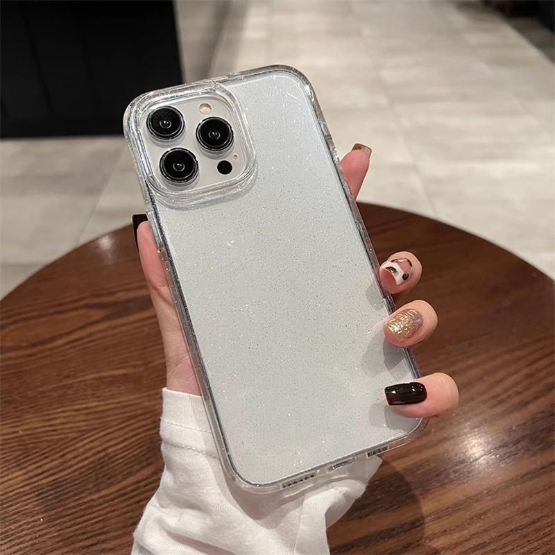 Блестящий прозрачный чехол для Iphone 17 Air 17E 16 16E 15 14 Plus 13 Pro Max 12 11 X Xs Max Xr 8 Se 2022 2020 Милый прозрачный чехол с блестками для телефона Аксессуары