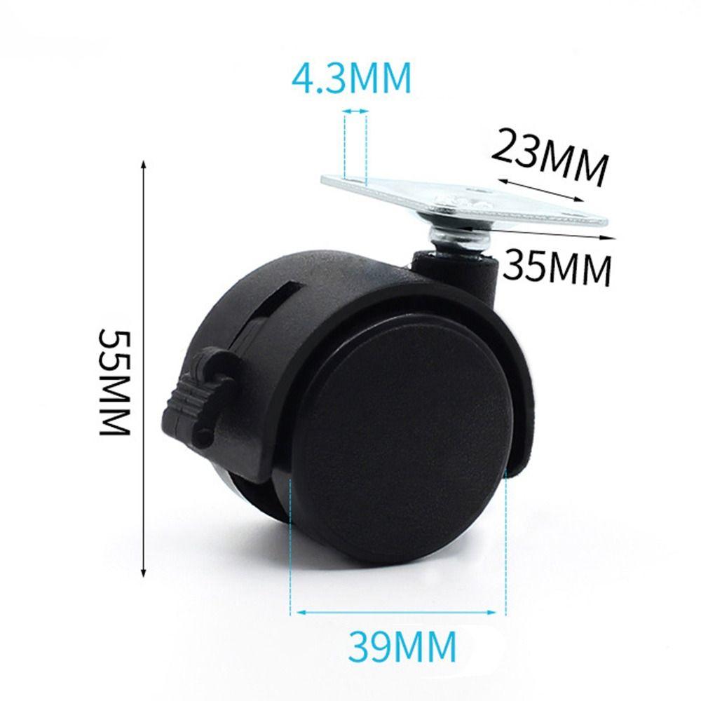 Черная тележка с роликами, пластиковое колесо для багажа, прочный мебельный шкив, офисный компьютерный стул