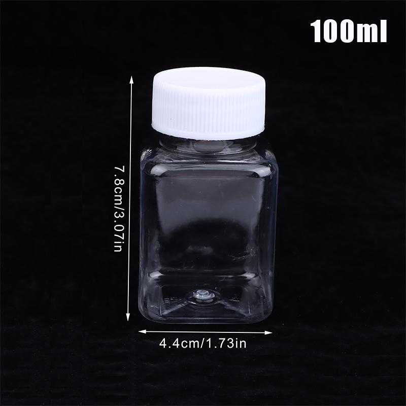15-500Ml Transparent Plastic Bottle Wide Mouth Medicine Bottle With Screw Lid Seal Vials Liquid Reagent Container Food Grade