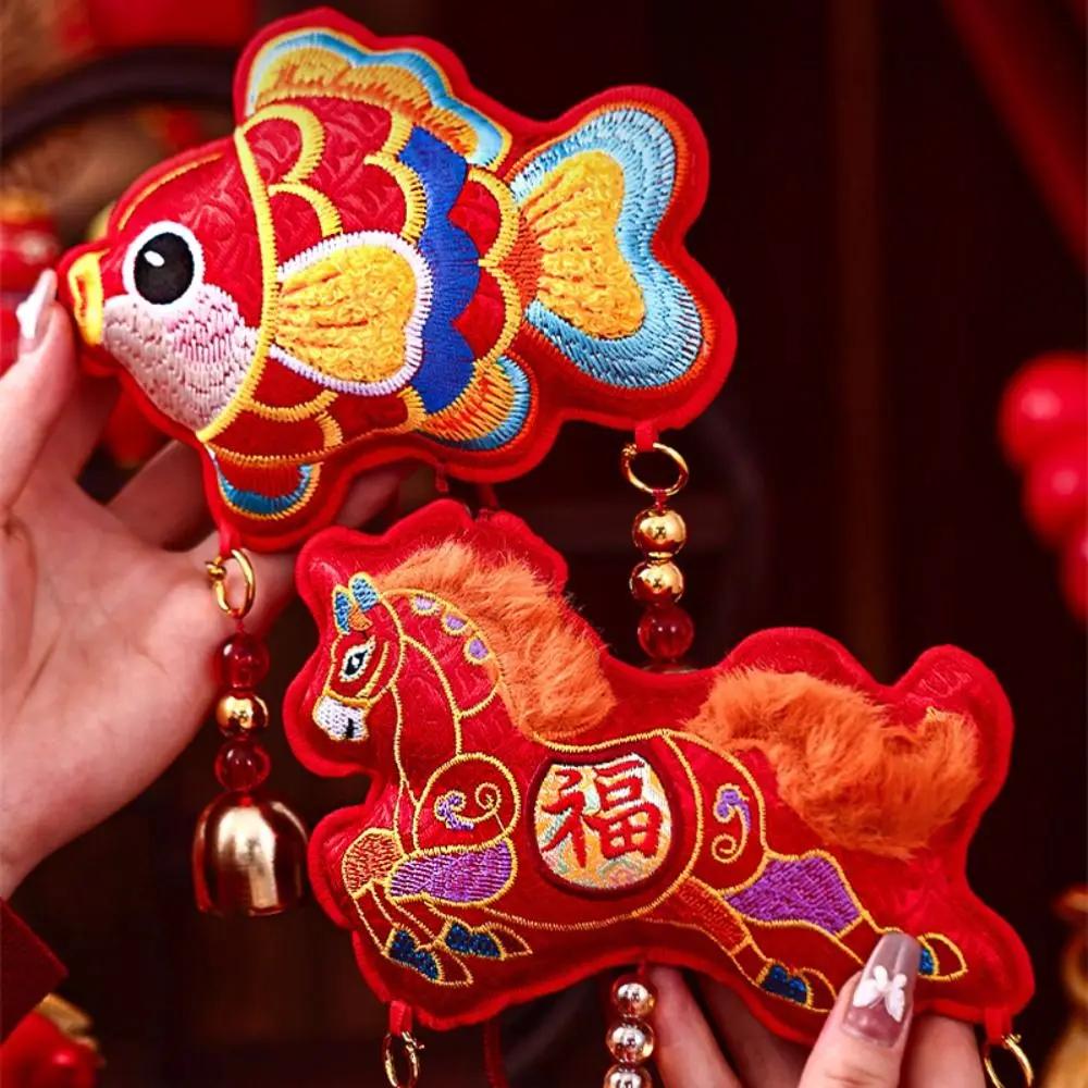 The God of Fortune Horse Pendant Embroidered Red Year of The Horse Hanging Decoration Chinese Style 2026 Year of The Horse