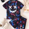 Children's Clothing Suit for Boy Short Sleeve Kids Shorts Tie-Dye Pattern Casual Round Neck Girls Summer Clothes Children's Set