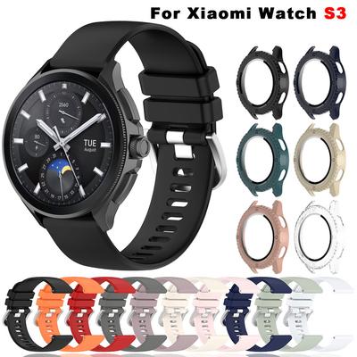 Силиконовый ремешок для часов Чехол для Xiaomi Watch S3 Защита для часов PC Чехлы Стеклянная пленка Браслет Ремешок для часов Xiaomi Watch S3 Ремешок