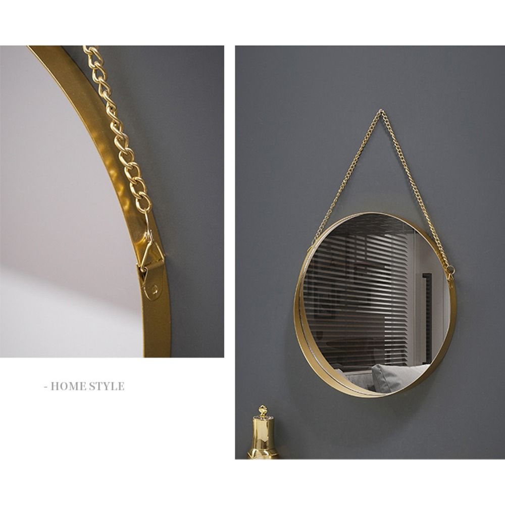 Круглое/Шестиугольное/Прямоугольное Креативное Зеркало для Макияжа Металлическая Цепочка Настенное Зеркало Туалетный Столик