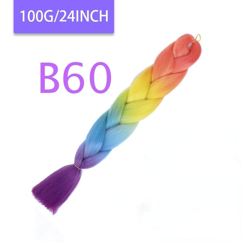 MISQUEEN Yaki Soft Hair Ombre Crochet Braiding Hair Extension For Braid 24 Inch Pink Synthetic Crochet Hair Jumbo Braid Hair