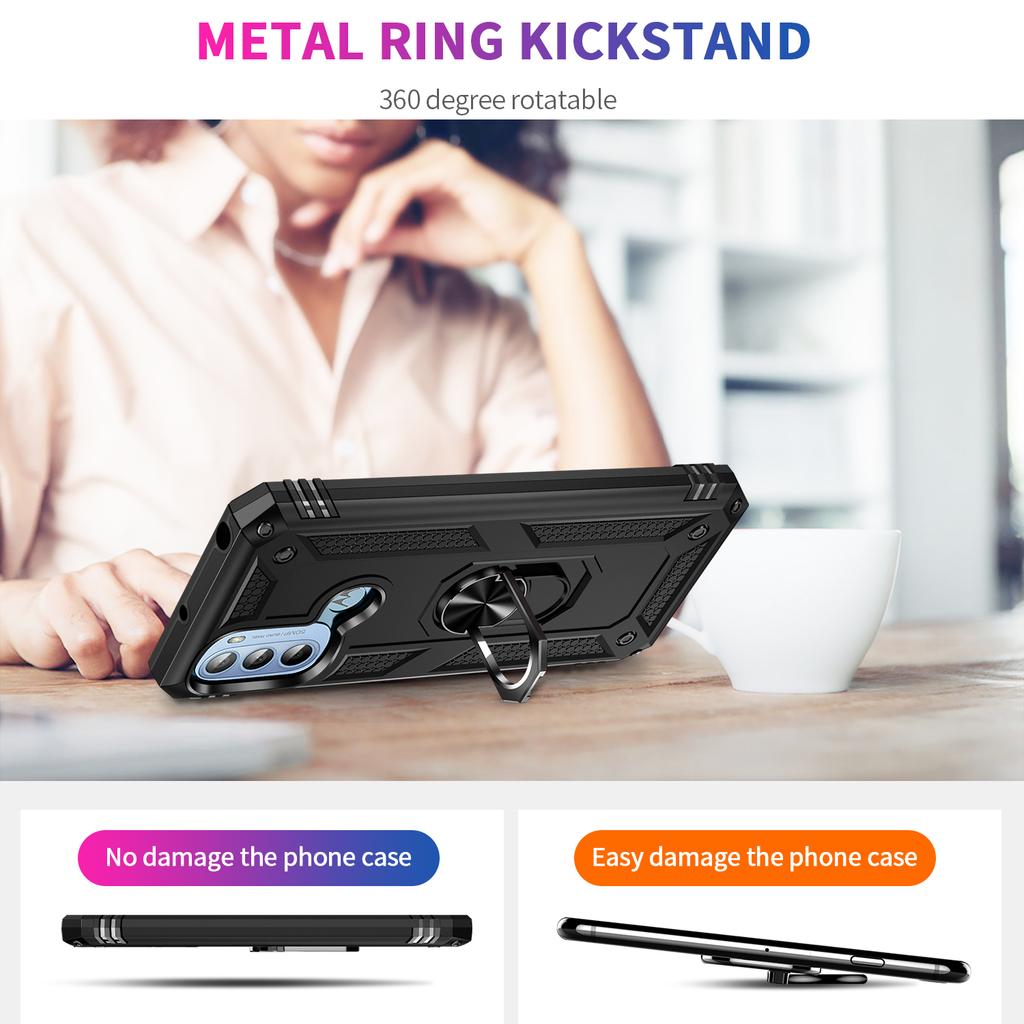 For Motorola Moto G31 4G/G41 4G PC+TPU Armor Defender Phone Case Ring Kickstand Non-slip Protective Cover