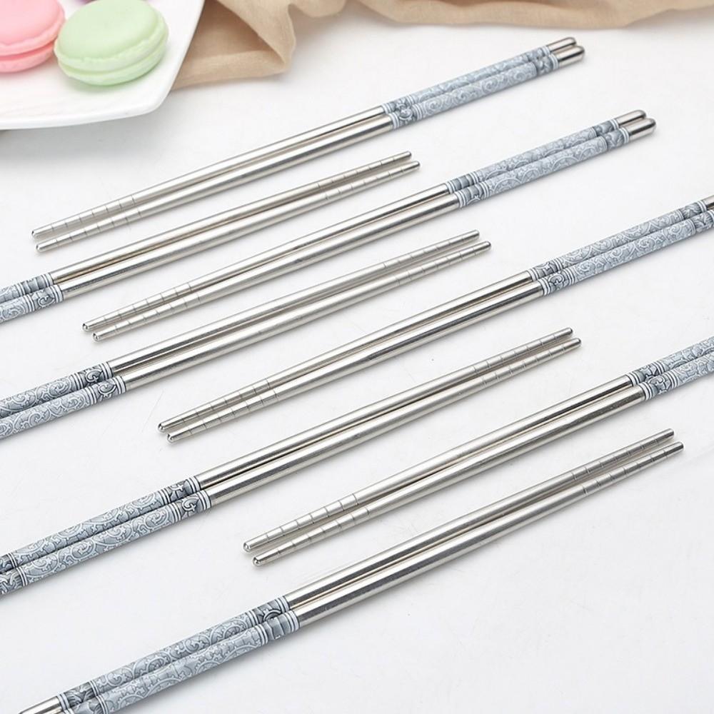 5 pairs Non-slip Sushi Chopstick Reusable Metal Chop Sticks Chinese Chopsticks Kitchen Tableware