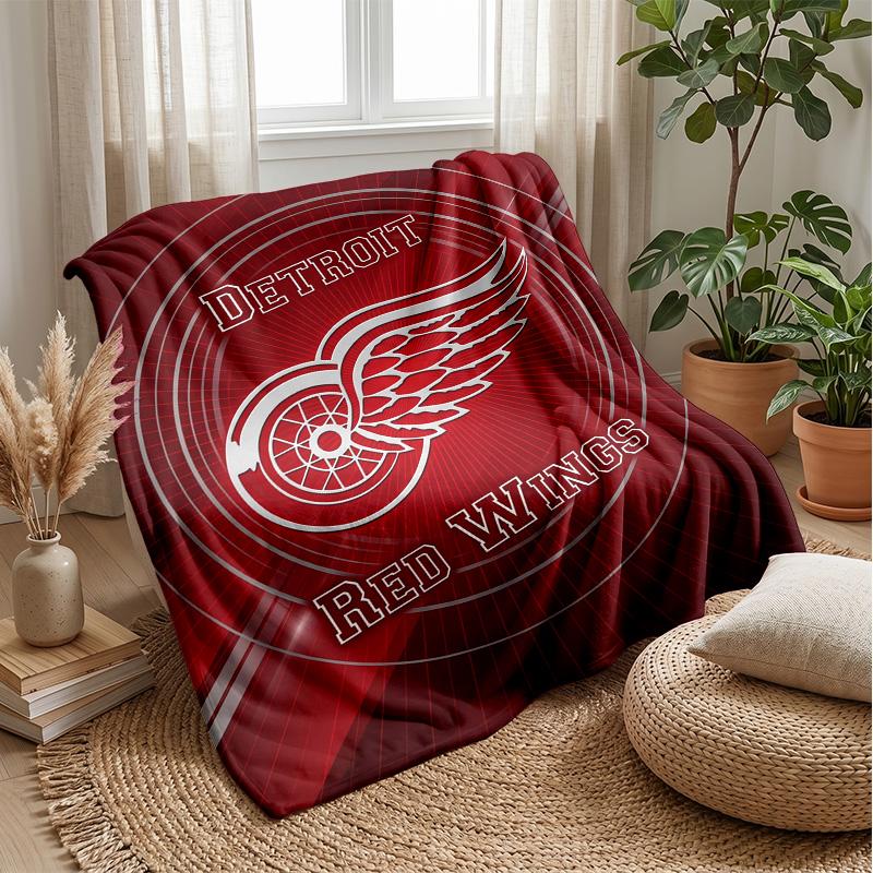 Detroit Red Wings Flannel Fleece Blanket Cozy Warm Throw Blanket For Couch Bed Travel All Season Use