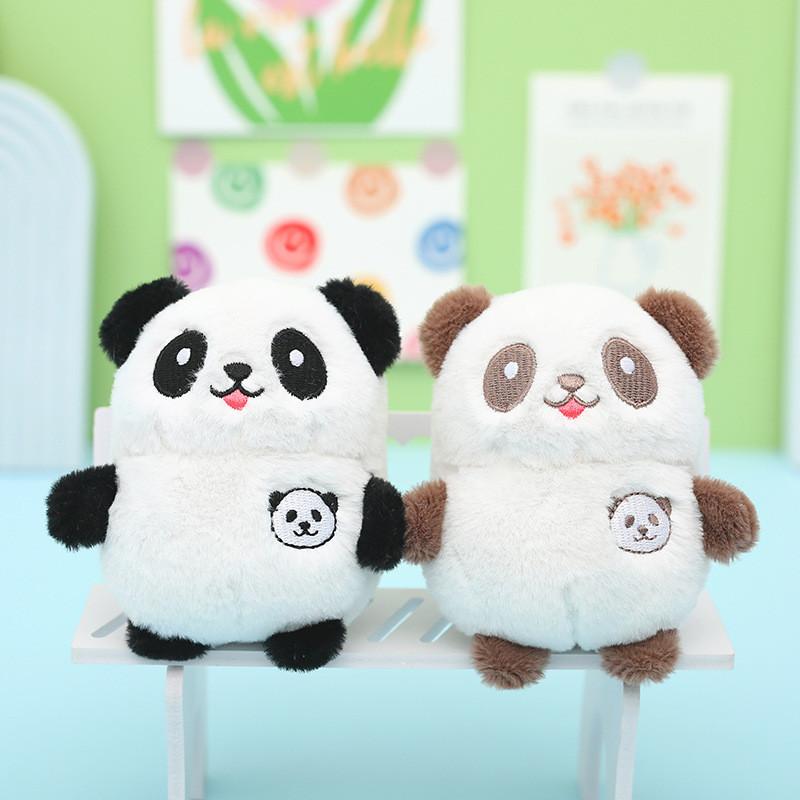 Cute Panda Plush Keychain Soft Snow Mink Fur Stuffed Animal Bag Charm