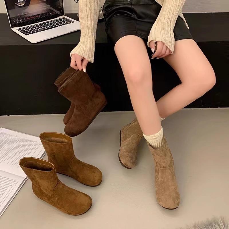 Зимние ботинки на плоской подошве, женская обувь в стиле ретро, модные, удобные и универсальные, весна, осень и зима, а также короткие ботинки с коротким рукавом