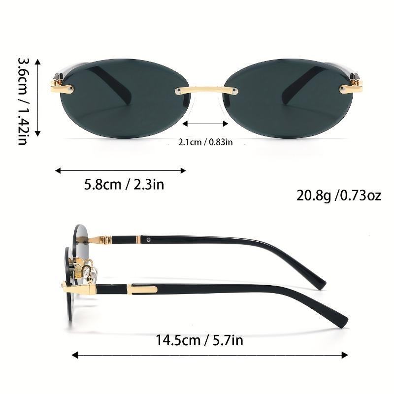 Винтажные овальные безободковые модные очки для мужчин и женщин - Шикарные черные металлические акценты, доступны в нескольких цветах