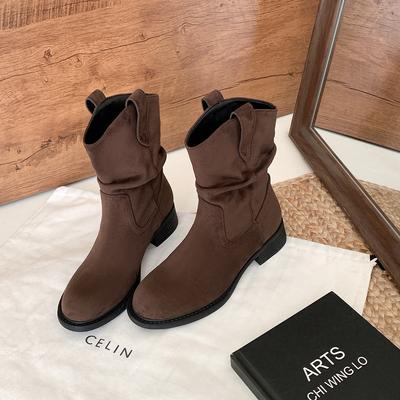 Maillard детские полусапоги 2025 новая коллекция лето и осень западные ковбойские сапоги на меху толстая подошва ботинки Мартин одинарные сапоги