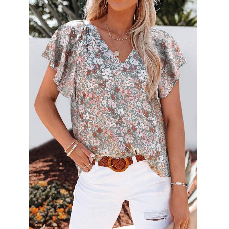 Свободная футболка женская футболка с цветочным принтом модная уличная футболка женская одежда короткий рукав