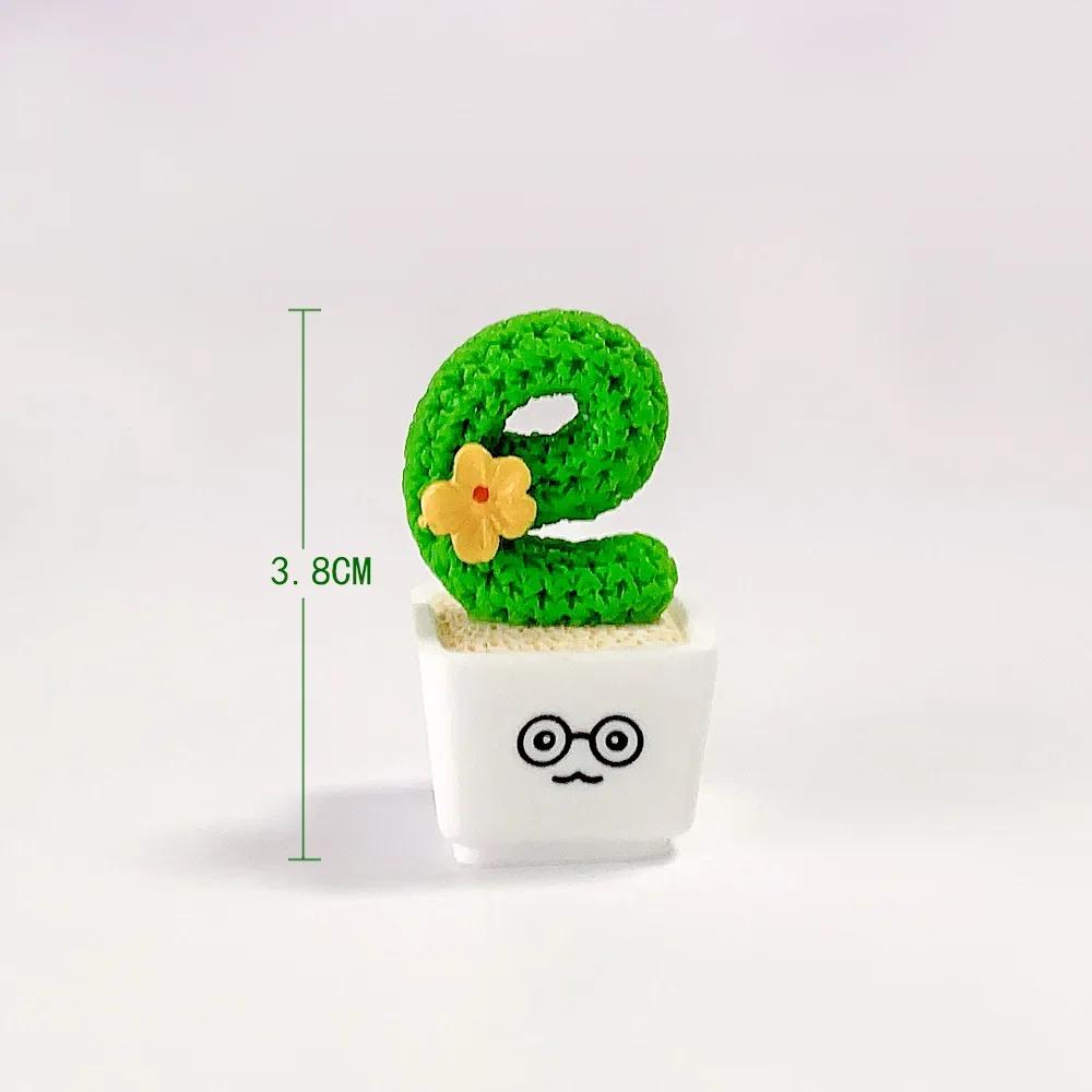 4 шт. Мини-кактус, подарок на День святого Валентина, креативное маленькое свежее украшение в виде кактуса, смоляное растение, небольшой горшок, украшение для автомобиля