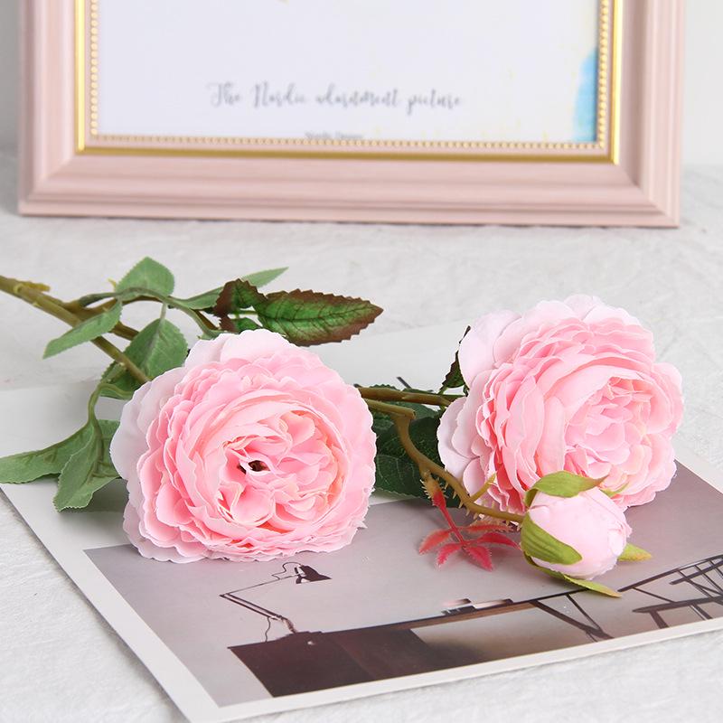 European 3-Head Peony Artificial Flower, Western Rose Design for Home & Wedding Decoration (MW51010)