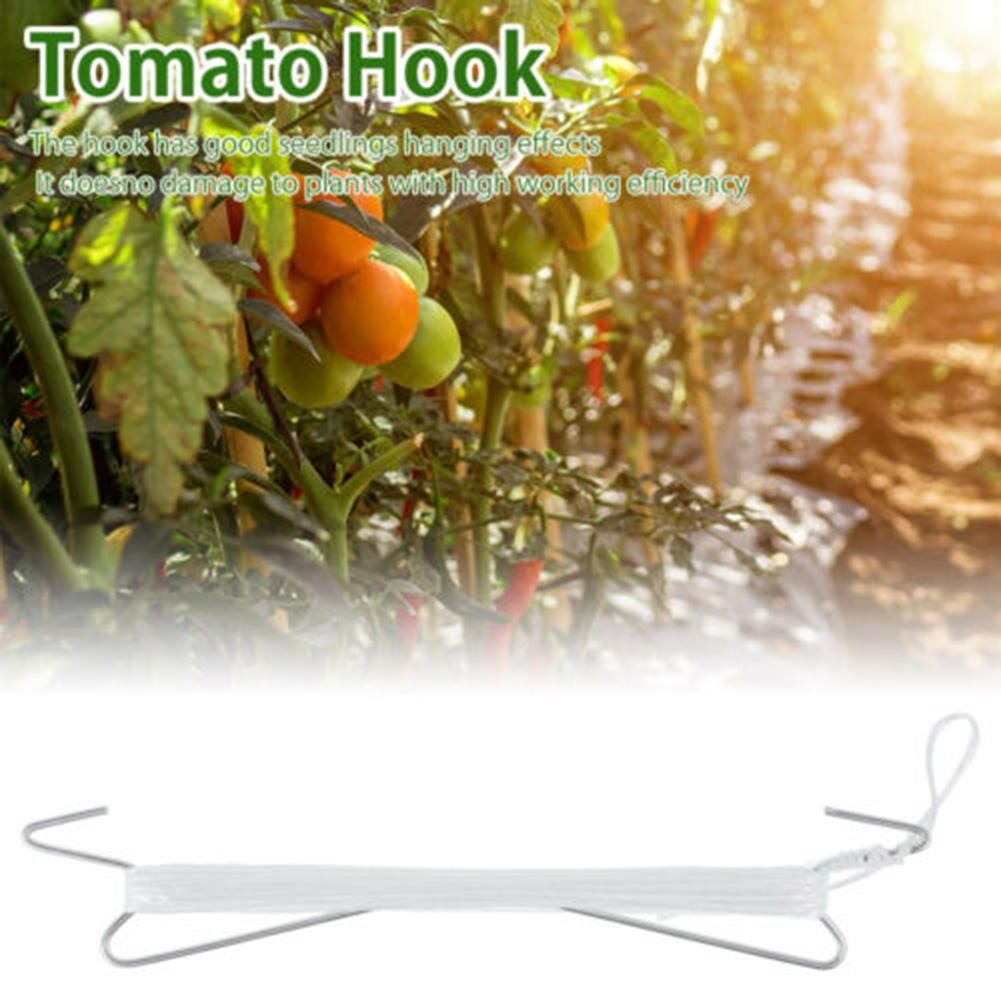 Greenhouse Vine Support Hooks 10 Pack with 10m Nylon Rope for Tomato Cucumber Bean Melon Plant Hanging and Securing