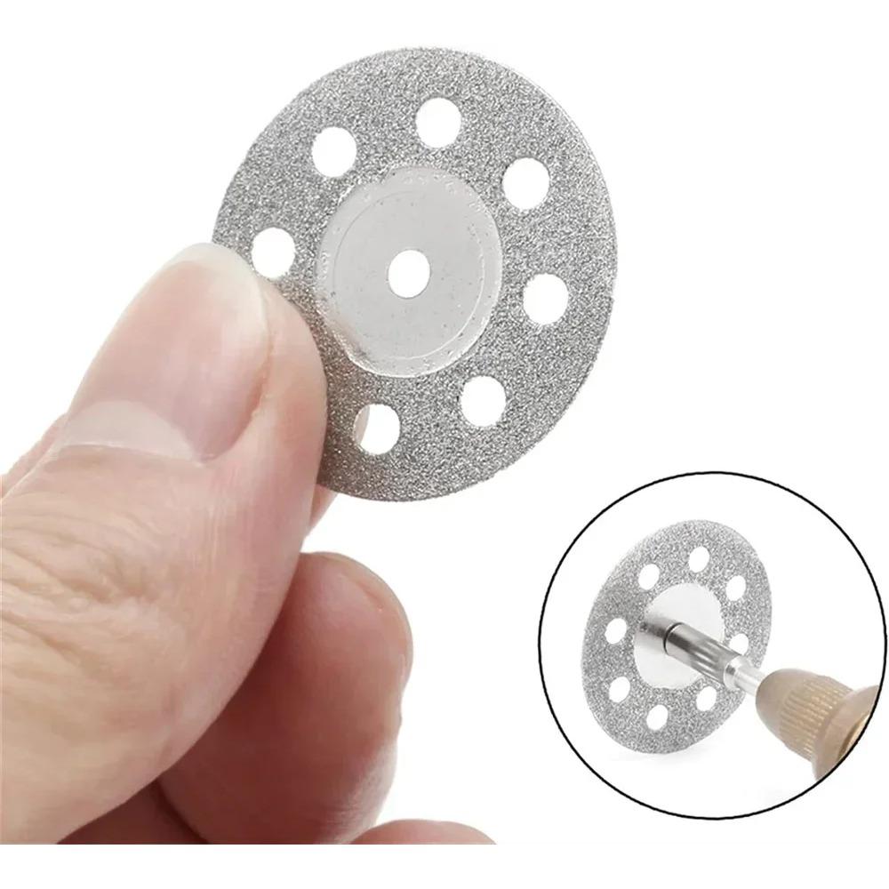 12Pcs Diamond Cutting Wheel Cut Off Discs 22mm Coated Rotary Tool WITH/ Mandrel 3mm Metal Marble DIY Tools Accessories