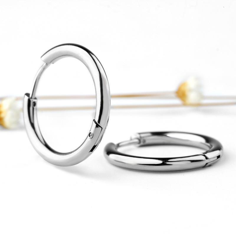 Модные серьги унисекс из титановой стали - корейский простой дизайн из нержавеющей стали, диаметр 2,5 см