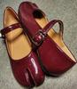 IPPEUM Burgundy Tabi Shoes Women Mary Janes Shoes 2025 New Ballet Flats Split Toe Shoes