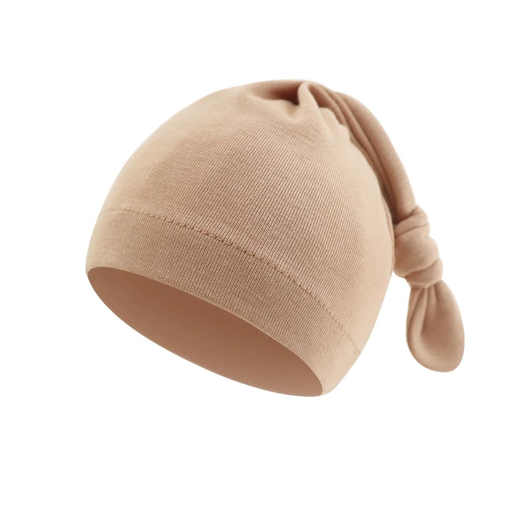 Unisex Soft Cotton Baby Hat with Tail Design & Pacifier Holder, Breathable Adjustable Newborn Cap for 0-12 Months, Spring Autumn Infant Headwear