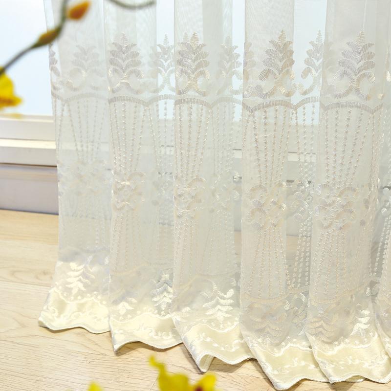Прозрачные шторы с цветочной вышивкой - светофильтрующие полиэстеровые шторы в европейском стиле с карманом для штанги для декора спальни и гостиной