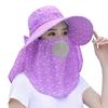 Women Sunscreen Hat Solid Color Large Brim Sun Hat for Face Protection