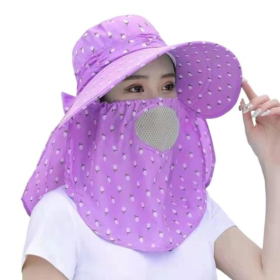 Women Sunscreen Hat Solid Color Large Brim Sun Hat for Face Protection