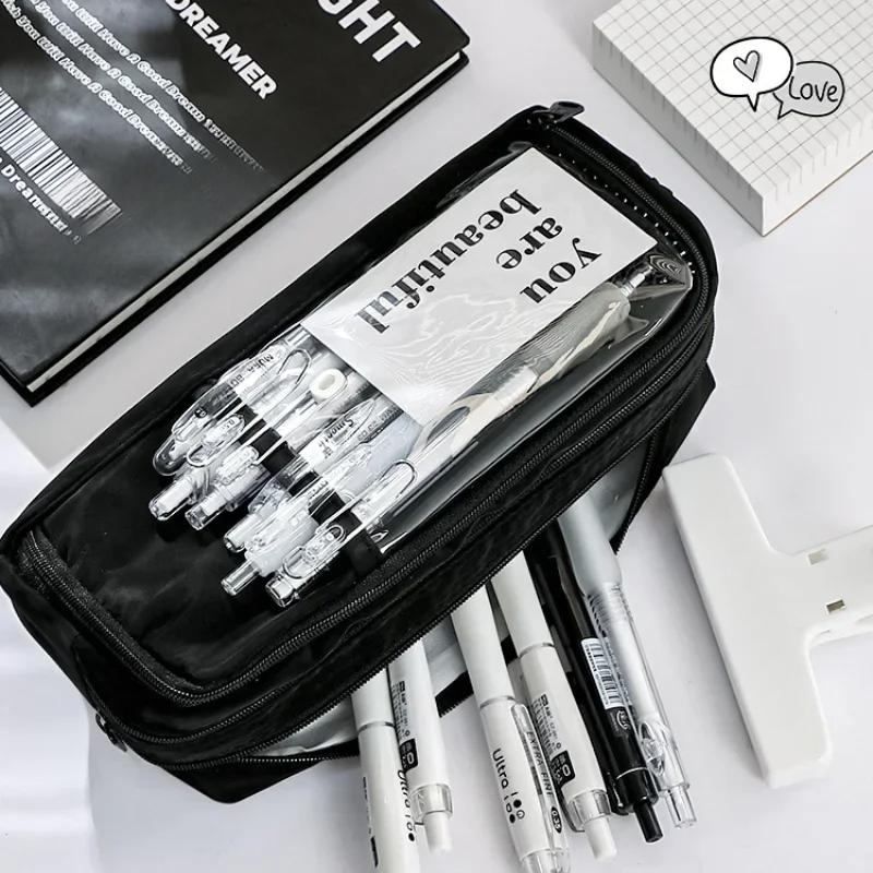 Прозрачный пенал Kawaii Канцелярская сумка Школьный мешочек Сумка для ручек Большая вместимость Прозрачный пенал для девочек Обратно в школу