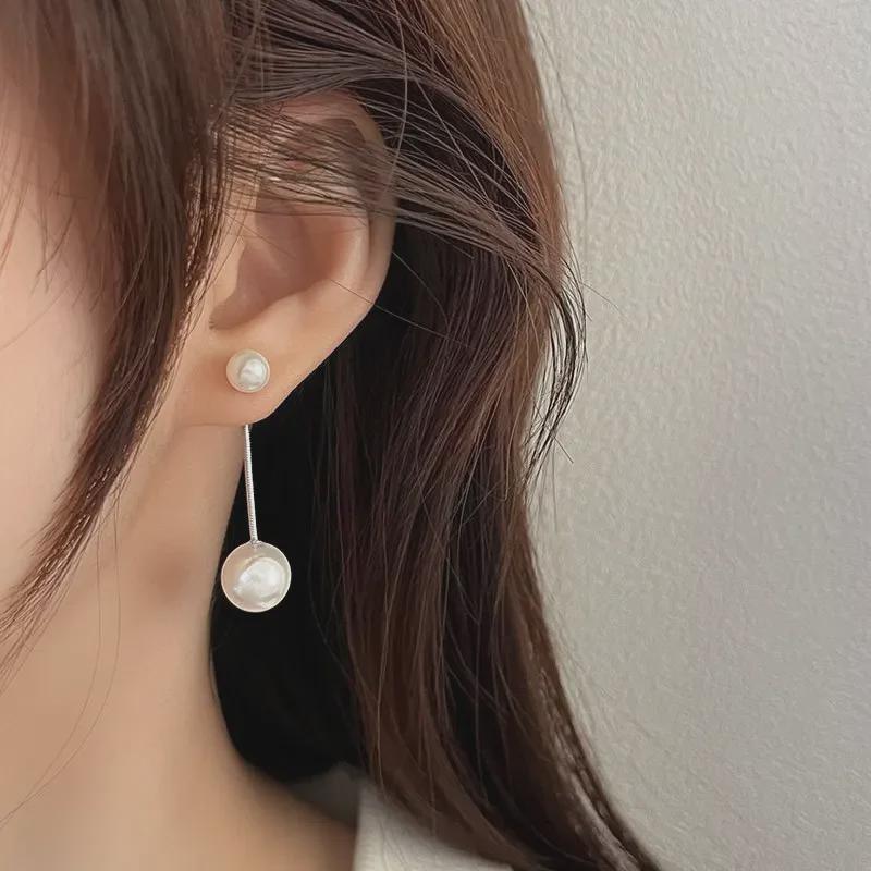 Серьги-подвески из серебра 925 пробы с жемчугом: Французское ретро, легкая роскошь, модный темперамент