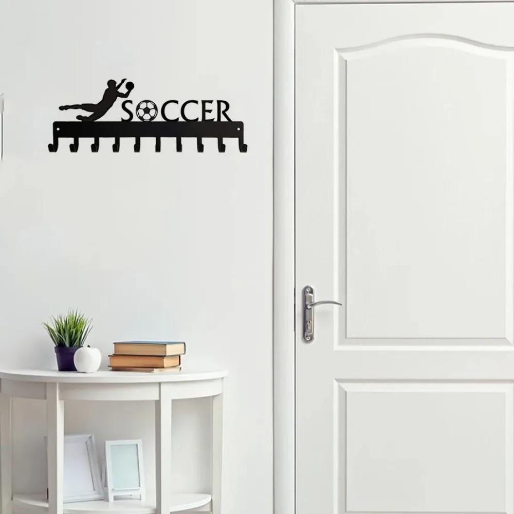 1 шт. вешалка для медалей футбольного вратаря с 10 крючками, металлическая настенная вешалка для ключей, вешалка для полотенец, вешалка для пальто, подарок любителю спорта