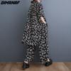 Dimanaf 2023 плюс размер комплект из двух предметов, женский костюм с принтом Vinatge, топы, брюки, женский костюм с надписью, летние широкие брюки