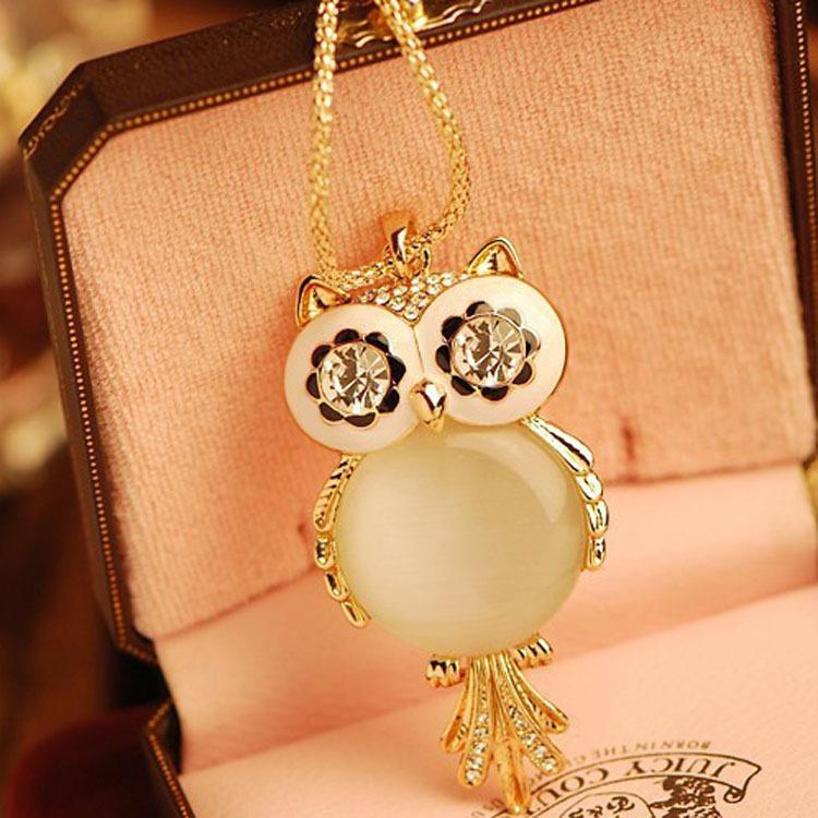 New Owl Necklace Crystal Pendant Necklaces Classic Animal Long Necklace Jewelry for Women Gift