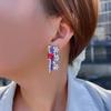 Легкая Роскошь Ретро Микровставка Геометрические Цветные Цирконы Серьги-Цветы Темпераментные Серьги-Пуссеты