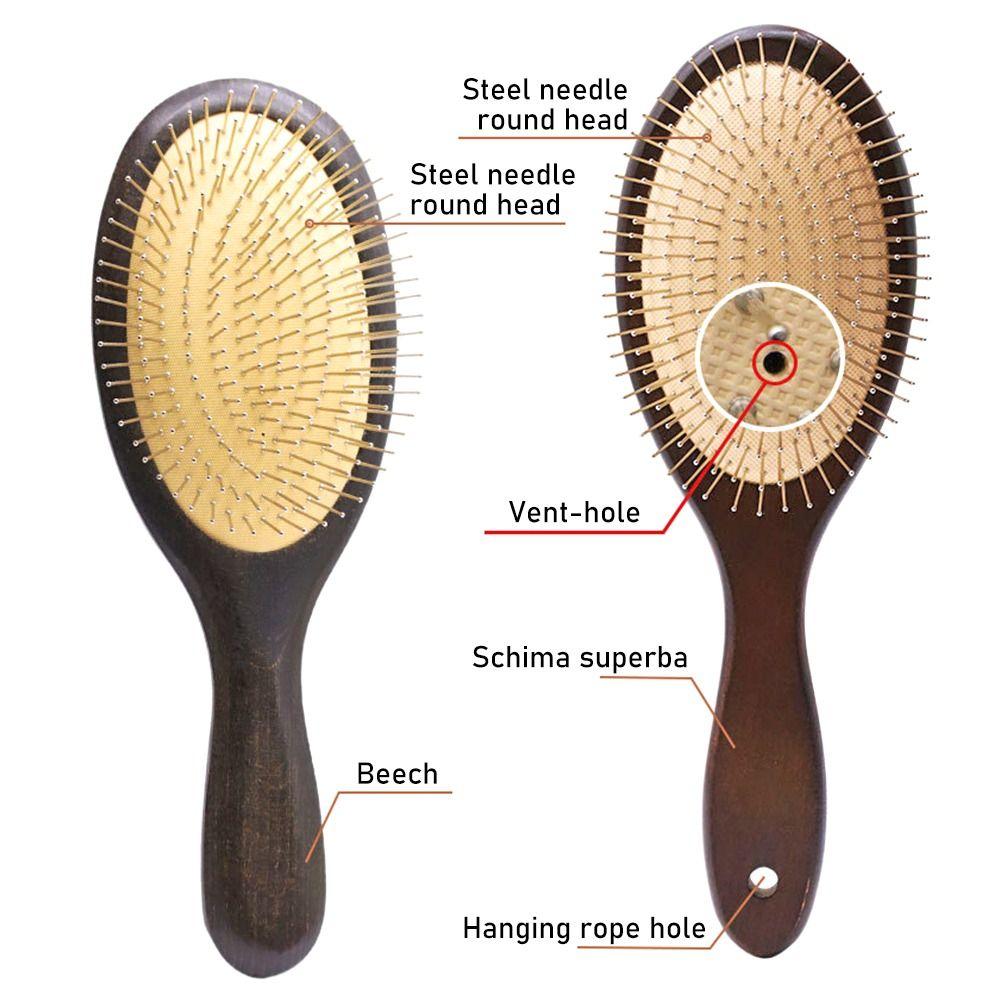 Деревянная щетка для волос Массажная головка Щетка для волос Подушка безопасности для кожи головы Щетка для волос Новая стальная щетка для волос