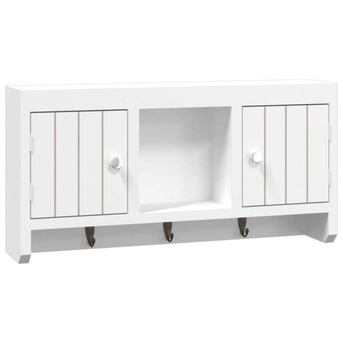 350631 vidaXL Key Cabinet White 40x8.5x20 Cm Engineered Wood and Steel